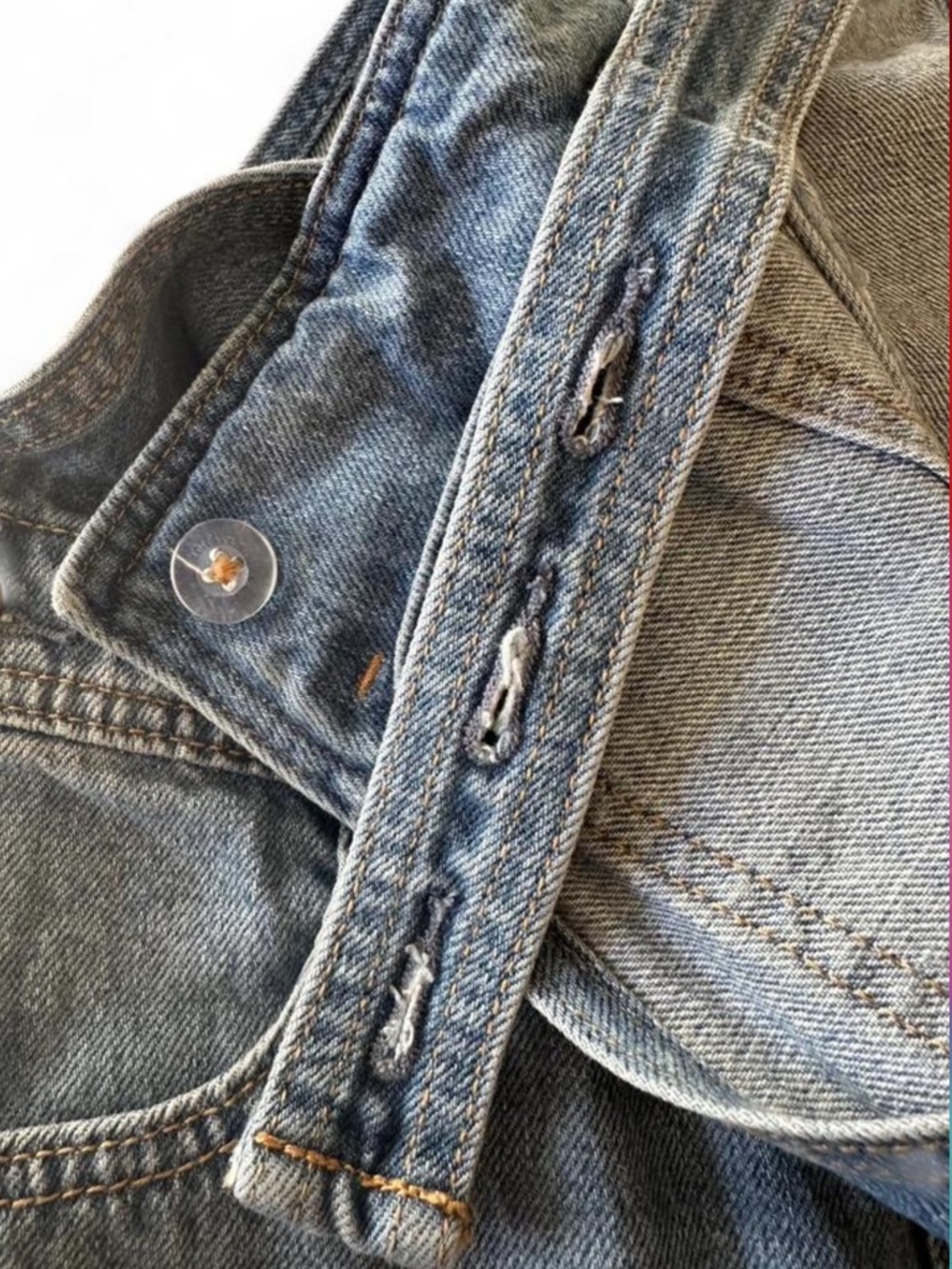 Old Navy Denim Overalls Youth L 10-12/Women’s XS Distressed 90s Vintage Style - Picture 6 of 9